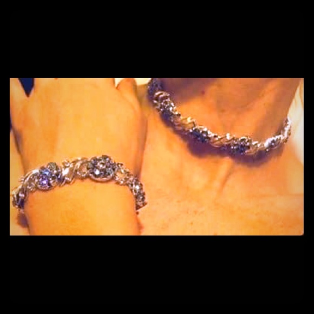 Vintage Aurora Borealis necklace & bracelet set.